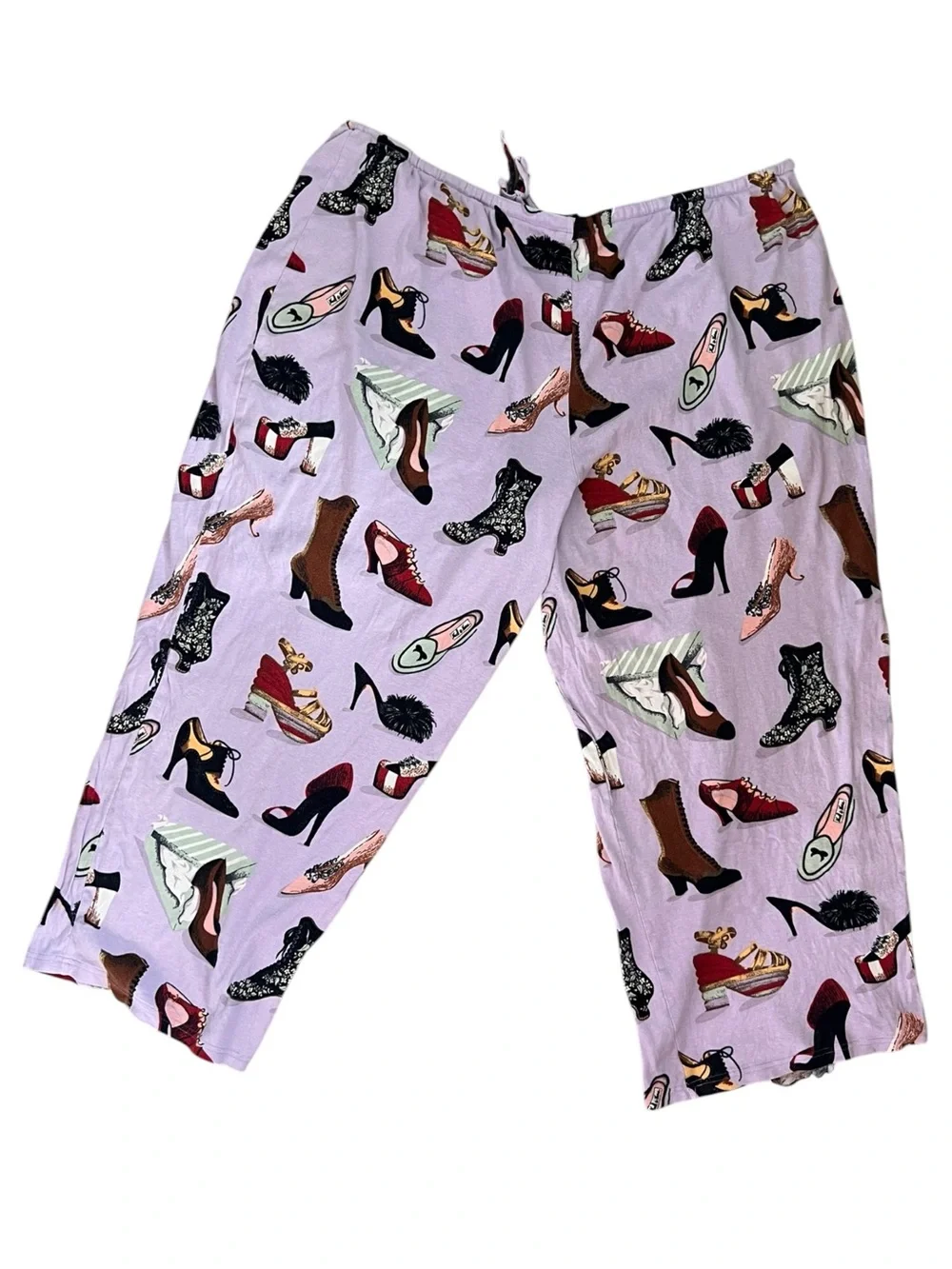 Nick & Nora Vintage Shoe Print Pajama Set 3X Lavender Button Top Pants Y2K Retro